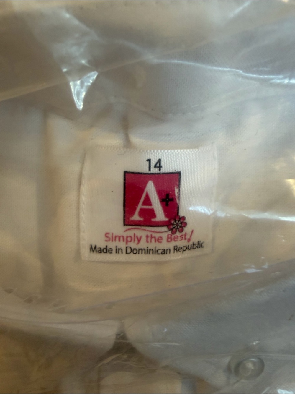 White Button-Down Girl’s Uniform Shirt - size 14 - Picture 2 of 3